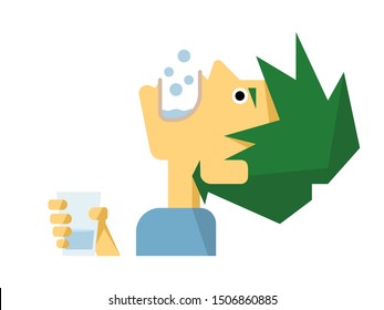 This is a cute and simple illustration of a young man gargle.