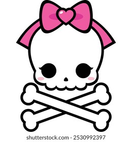 This is a cute skull with bow and crossbones