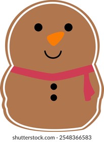 This " Cute Snowman Gingerbread Vector Illustration" vector design is a delightful and festive holiday asset perfect for adding seasonal charm to a variety of creative projects.