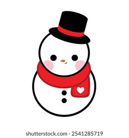 This is a Cute Snowman. He's wearing a hat and red scarf
