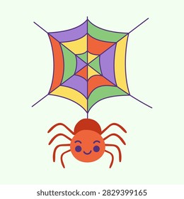 This cute spider spinning web sticker is suitable for Cute and Friendly Halloween Monster