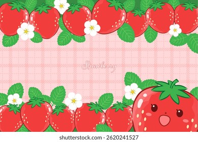 This is a cute strawberry-themed frame material. Perfect for decorating flyers, cards, and designs for kindergartens or schools.