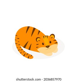 This is a cute tiger isolated on a white background.
