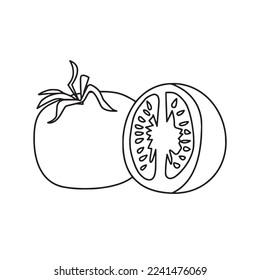 this is a Cute Tomato With coloring book pages picture,Tomato line art,Tomato outline drawing vector illustration, Tomato vector line art, line drawing