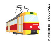 This is a cute tradishional icons or logo with 
tram in the trands color. It draw in the flat style