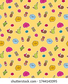 This is a cute tropical resort vector illustration.