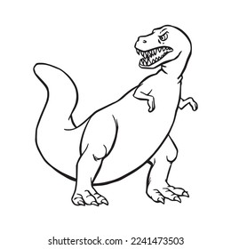 this is a Cute Tyrannosaurus With coloring book pages picture,Tyrannosaurus line art,Tyrannosaurus outline drawing vector illustration, vector line art, line drawing