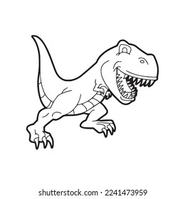 this is a Cute Tyrannosaurus With coloring book pages picture,Tyrannosaurus line art,Tyrannosaurus outline drawing vector illustration, vector line art, line drawing