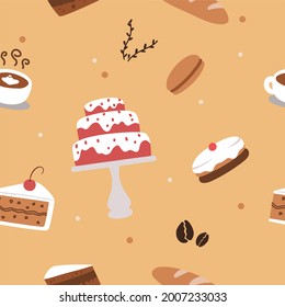 This is a cute useful cake seamless pattern. You can use this pattern for your baby clothes, wrapping paper, book cover, or even as your phone or desktop wallpaper.