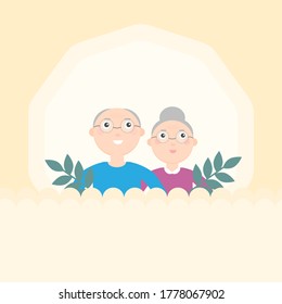 Esta es una linda tarjeta vectorial. Abuelo y abuela en el fondo. Por el Día de los Abuelos.