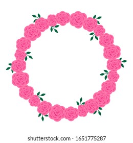 This is cute vector frame with rose flower, leaf isolated on white background. Could be used for flyers, banners, postcards, holidays decorations, spring holidays, Women’s Day, Mother’s Day, wedding.