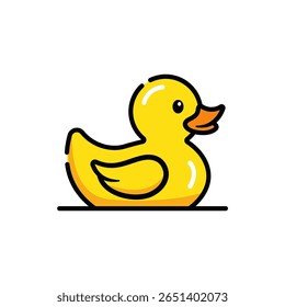 Este ícone de pato de borracha amarelo bonito representa diversão, divertimento e alegria da infância. Ideal para projetos relacionados a crianças, água e lazer.