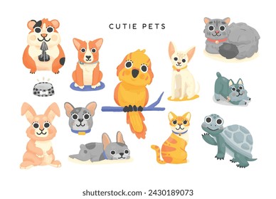 This is Cutie Pets Clipart set contains 11 high-quality (300dpi), gouache style png. Suitable for art print, t-shirts, packaging, phone cases, pet shop brand kit, etc