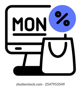 Este icono de Cyber Monday es adecuado para compras, compras en línea, etc.