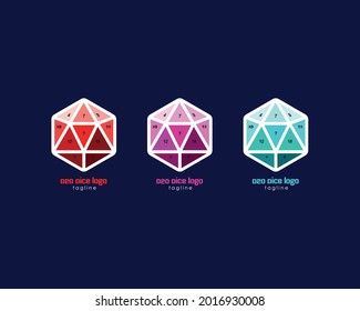 This is D20 Dice logo design. Creative and modern Dice logo design. Red, pink and cyan color. 3 Color Variation. 
