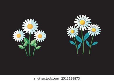 Esta é a arte vetorial das flores da margarida com ilustração