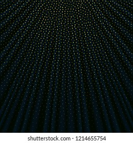 This is a dark blue fabric background with gold polka dots. Vector illustration.