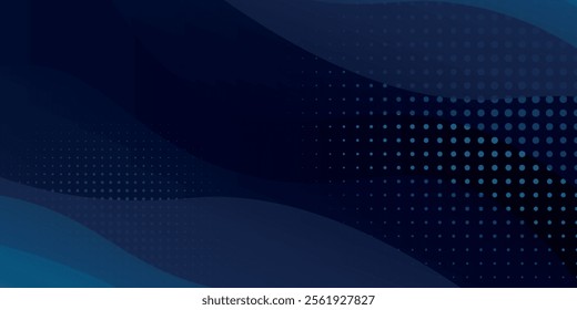 This dark blue gradient wave banner is ideal for eye-catching headers, promotional banners and graphic elements, eps10.