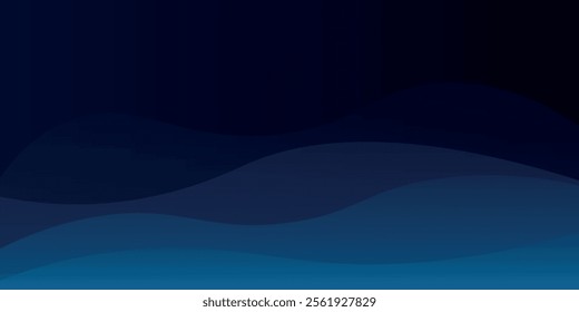 This dark blue gradient wave banner is ideal for eye-catching headers, promotional banners and graphic elements, eps10.