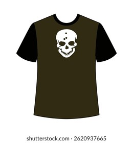 This dark, navy-colored t-shirt features a striking, multi-faceted skull graphic that blends intricate detail with a modern, symmetrical layout. The design is both artistic and edgy, appealing to those who favor complex, high-contrast graphics that make a strong, individualistic statement in their everyday fashion choices.