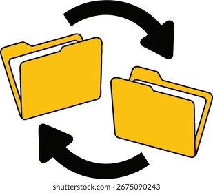 This data synchronization illustration depicts file transfer and backup processes, ideal for showcasing seamless information management and efficient workflow solutions. Use this graphic to represent