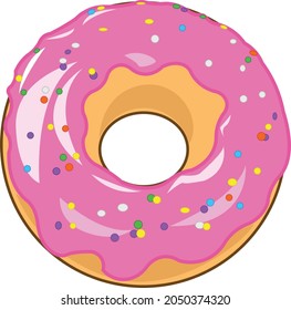 Este es un delicioso donut vector, dulce y salpicado de dulces en la parte superior.