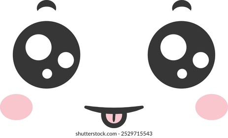 This delightful cartoon face features oversized eyes brimming with joy and a playful tongue. The simple design radiates happiness and evokes a sense of fun perfect for uplifting any mood.