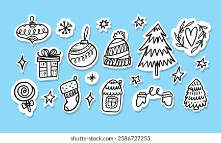 This delightful collection features hand drawn holiday stickers perfect for enhancing your festive crafts