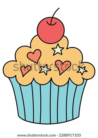  This delightful cupcake illustration features a deliciously frosted cupcake with whipped cream and a cherry on top, perfect for satisfying your sweet tooth. With its playful and colorful design.