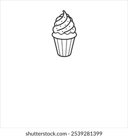 This delightful doodle-style illustration features a charming cup filled with luscious ice cream. The design showcases a generous scoop of creamy ice cream, beautifully swirled, topped with a sprinkle