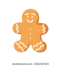 This delightful gingerbread man features smiling facial expressions and icing patterns, perfect for Christmas celebrations or holiday treats, bringing joy to festive gatherings and decorations.