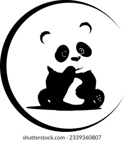 This delightful image features a charming panda logo design. The iconic black and white panda is skillfully crafted with a playful and endearing expression. 