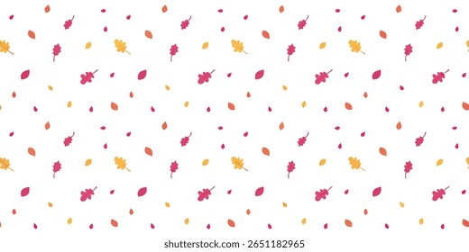 Este delicioso padrão apresenta um arranjo caprichoso de folhas de carvalho estilizadas e minúsculas formas de lágrimas. As cores são uma paleta macia de rosa, laranja e amarelo, evocando uma suave sensação de outono.