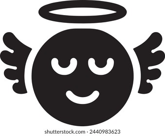 This delightful vector showcases a  angel emoji, rendered with minimalist flair against a white background. 