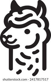 This delightful vector showcases the quirky charm of an alpaca in a playful black silhouette. 