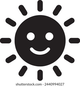 This delightful vector showcases a  smiling sun emoji, set against a contrasting white background.