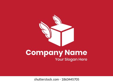 This is the delivery box logo with two wings behind it. This logo can be used for delivery companies, smartphone applications, web design, web templates, banners, stickers and posters.