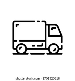 Se trata de un icono vectorial de coche de entrega con fondo blanco.
