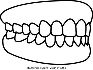 This dental icon features a detailed orthodontic model of a jaw with perfectly aligned teeth. It is ideal for dental professionals, oral care concepts, or dental examination illustrations.