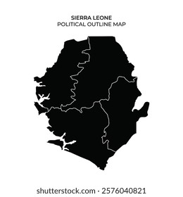 This depiction features the political outline of Sierra Leone, illustrating its geographical regions. The map highlights the boundaries and shape of the country clearly.