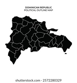 This depiction highlights the political divisions within the Dominican Republic. Each outlined area represents a distinct region, emphasizing geographic boundaries.