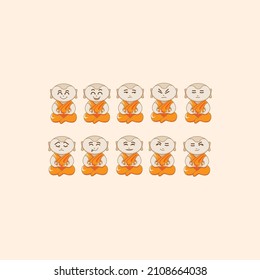 This design is 10 funny facial expressions, can be used for cards, as well as icons, can also be used for printing in children's books and cups. This cute design is named, 10 Buddha expressions