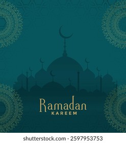 This design is about Ramadan greetings.Green background with gradient.