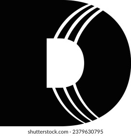 This design asset features a black and white image of the letter "D" encircled. It is suitable for use as a logo or element in graphic design projects.