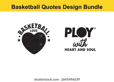 Este pacote de design apresenta citações e gráficos com temas de basquete, incluindo um elemento de design de coração e alma.