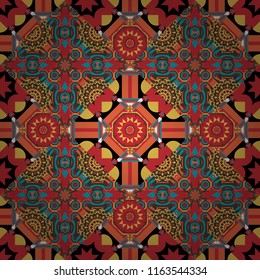 This design can be used for packaging cosmetics, perfumes, greeting or wedding background. Vector spring flower seamless pattern in violet, red and blue colors.