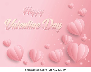 This design captures the essence of Valentine's Day with its pastel pink tones and delicate heart shapes. The use of soft, layered hearts creates a 3D effect, giving the image depth and visual appeal