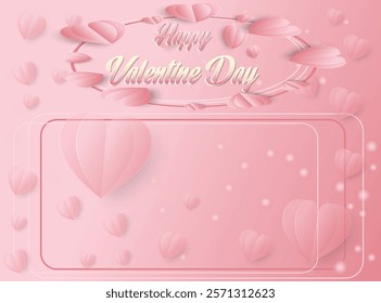 This design captures the essence of Valentine's Day with its pastel pink tones and delicate heart shapes. The use of soft, layered hearts creates a 3D effect, giving the image depth and visual appeal