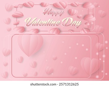 This design captures the essence of Valentine's Day with its pastel pink tones and delicate heart shapes. The use of soft, layered hearts creates a 3D effect, giving the image depth and visual appeal