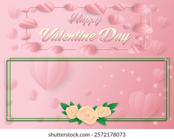 This design captures the essence of Valentine's Day with its pastel pink tones and delicate heart shapes. The use of soft, layered hearts creates a 3D effect, giving the image depth and visual appeal